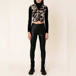 Vintage Zoog Hand Made Camo Beaded Women's Crop Vest Size Medium